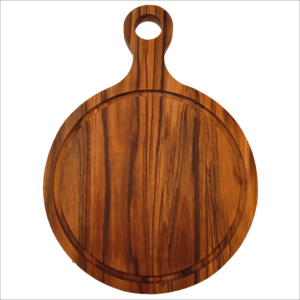 Tabla de Madera Teca premium redonda con mango