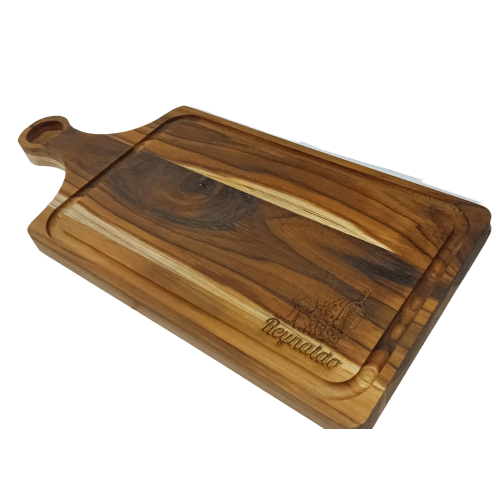 Tabla de madera de Teca premium con mango
