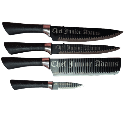Juego De Cuchillos De Acero Inox. Personalizado Con Laser
