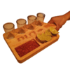 Set tabla y vasos tequileros en madera de pino personalizado 2 espacios